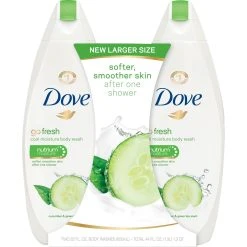 Promo ⭐ DOVE BODY WASH CUCUMBER AND GREEN TEA 20 OZ TWIN 🎉